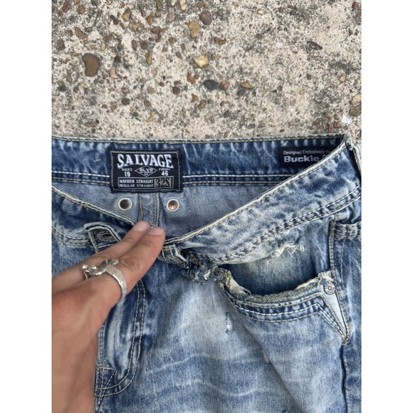 Salvage Buckle Jeans Mens 32x30 Blue Denim Pants Mayhem Straight Distressed - Picture 4 of 4